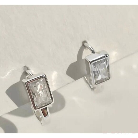 Silver Square Gemstone Earrings - Picture 1 of 5